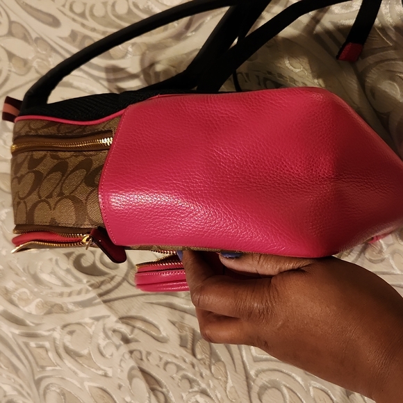 Like new pink coach backpack along with wristlet and small wallet - Picture 5 of 12